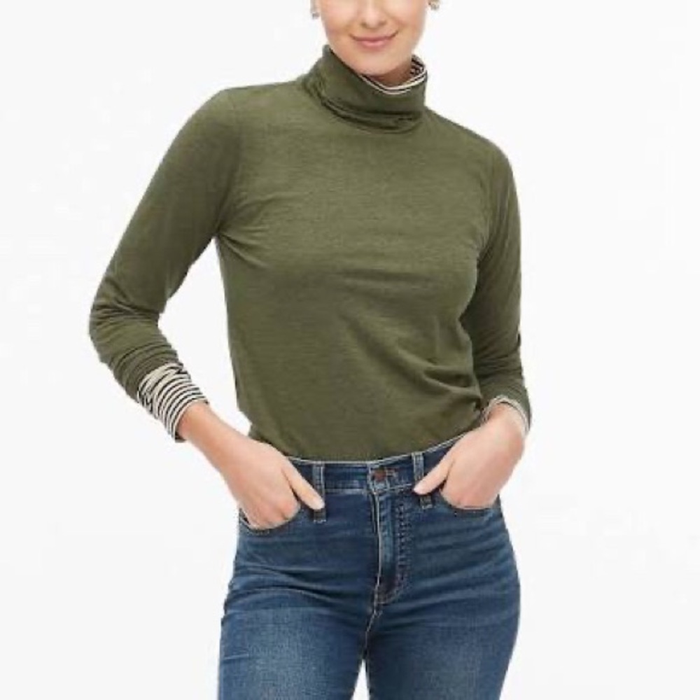 J crew factory Merino wool green turtleneck